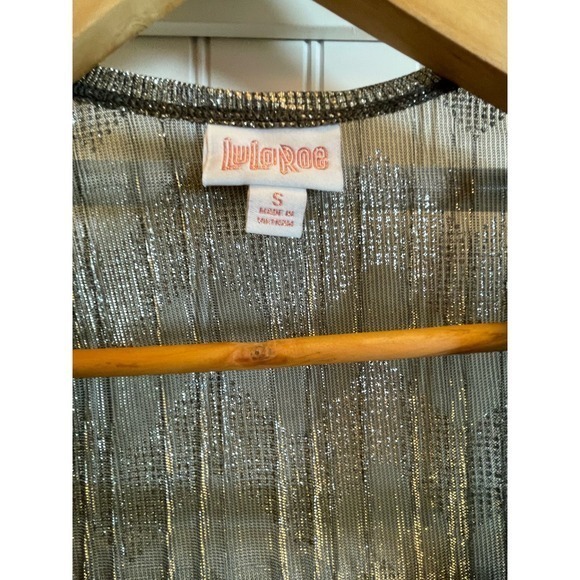 Swim Cover Up Women Small Gold Metallic Chevron Duster Side Slits - Picture 8 of 10